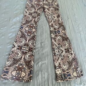 7 For All Mankind Paisley Print Flare Leg Trouser Pants - 98% Cotton